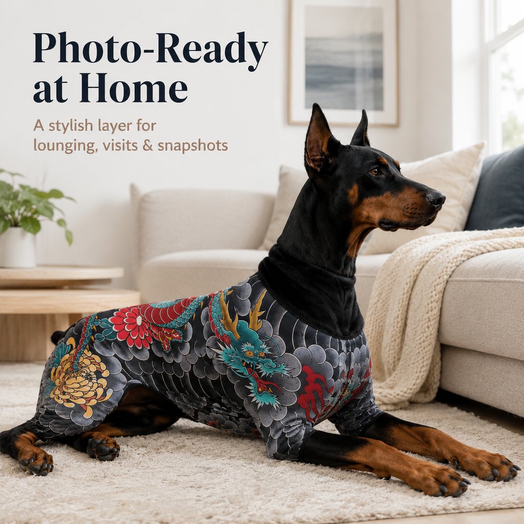 Tattoo Print Dog & Cat Bodysuit