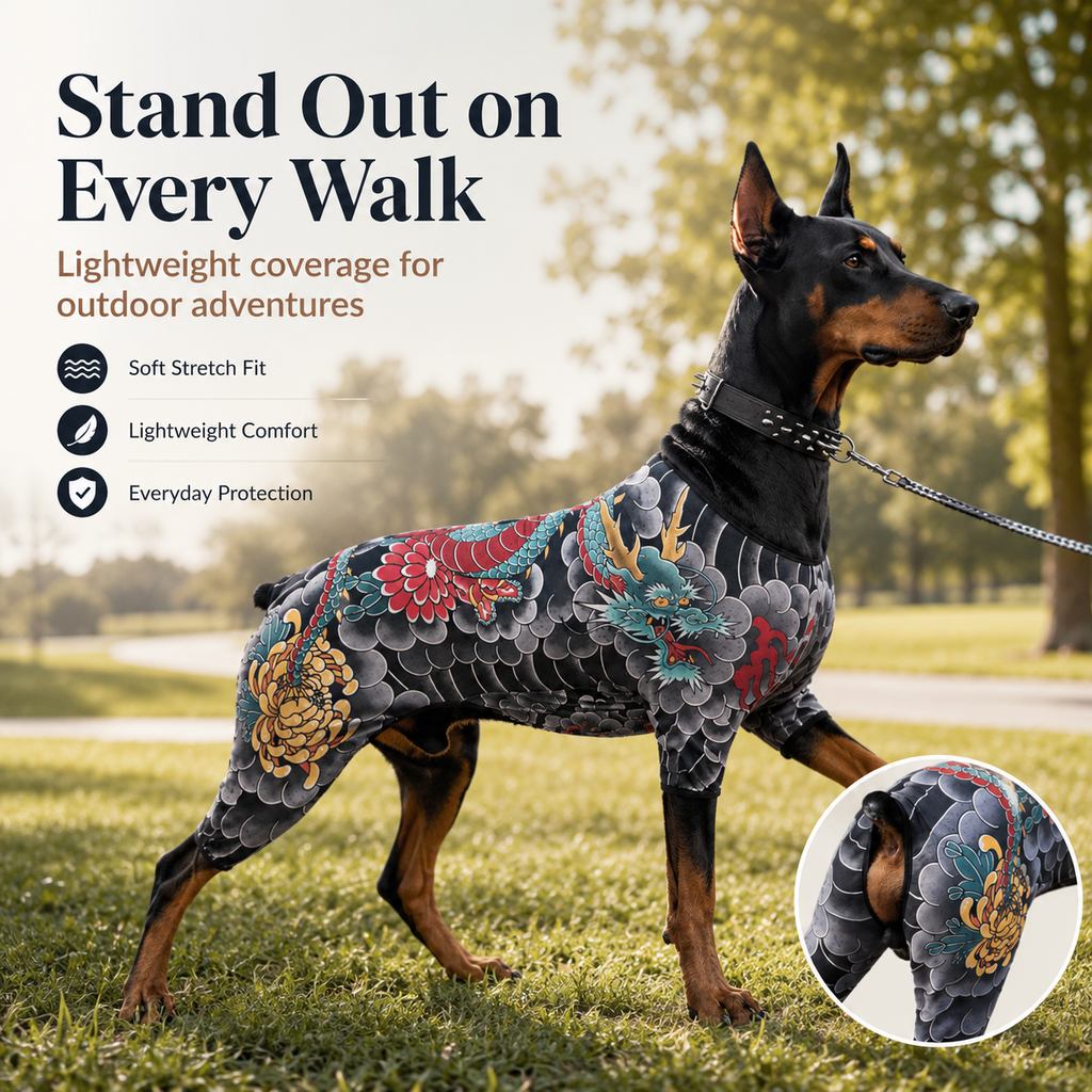 Tattoo Print Dog & Cat Bodysuit