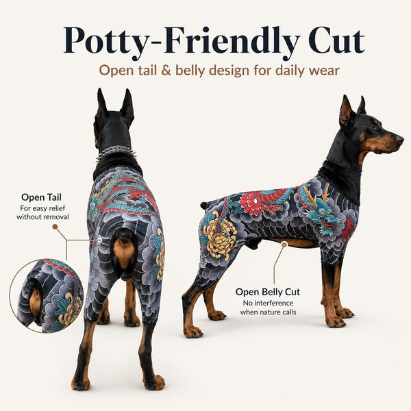 Tattoo Print Dog & Cat Bodysuit