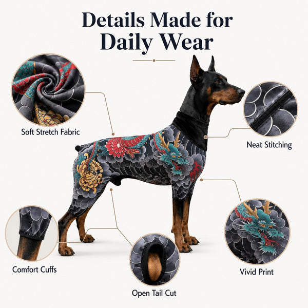 Tattoo Print Dog & Cat Bodysuit